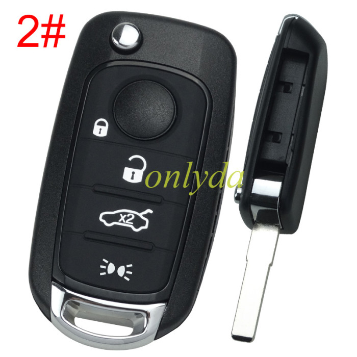 For Fiat 2/3 button flip remote key blank with SIP22 without badge，pls choose button