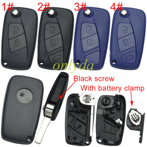 For Fiat  2/3 button remote key blank withbattery clamp with bagde , pls choose model .