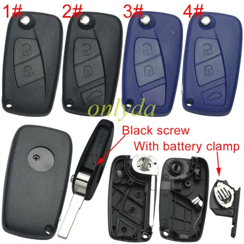 For Fiat  2/3 button remote key blank withbattery clamp with bagde , pls choose model .