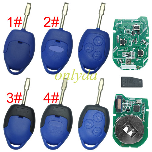 For Ford Transit blue remote key new version with 434mhz with aftermarket ceramic TEXAS 4D63 TIRIS DST80  chip FCCID:6CIT15K601 AG  Remote reprogrammable