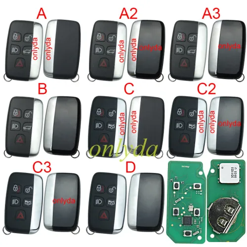 For Landrover  smart key 4+1 button 315MHZ /433 MHZ  with 7945 chip  changeable ID  Range Rover Sport, Vogue, Evoque, Velar 2010+  FCC ID: KOBJTF10A 5E0U402479