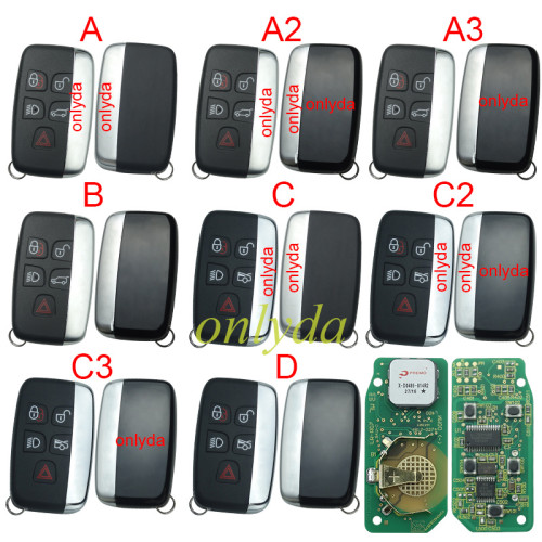 For LandRover keyless remote key, 4+1 button 315/434MHZ, with 7953ptt/ID49