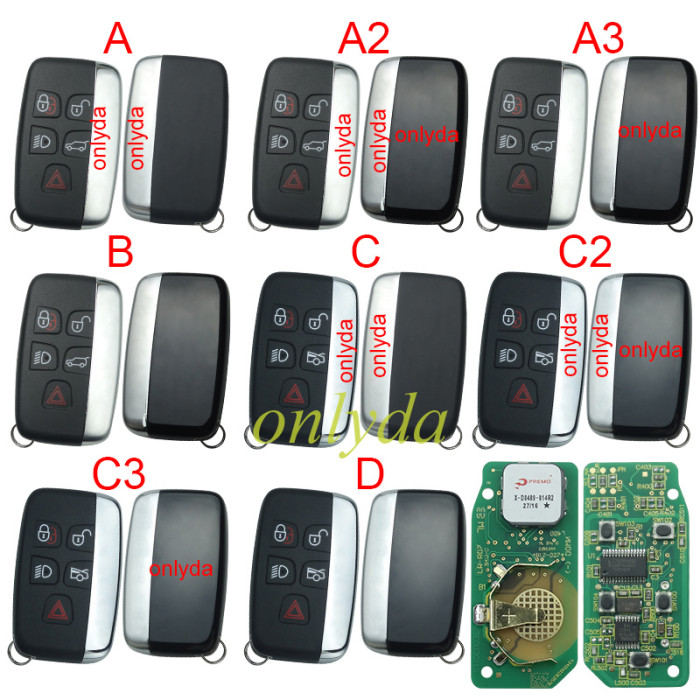For LandRover keyless remote key, 4+1 button 315/434MHZ, with 7953ptt/ID49
