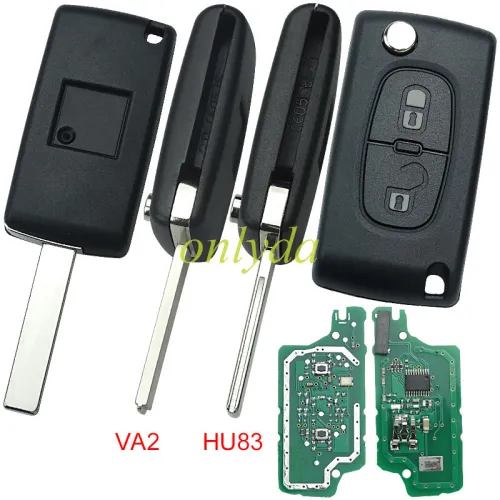 KYDZ Brand Citroen CE0536  2 Button Flip  Remote Key  FSK model  with VA2 and HU83 blade , please choose the key shell, with 46 chip