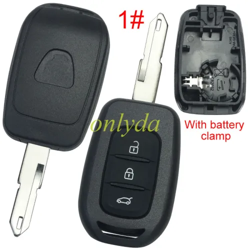 For Renault  Dacia 3 button remote key blank with logo with battery clamp , pls choose model.