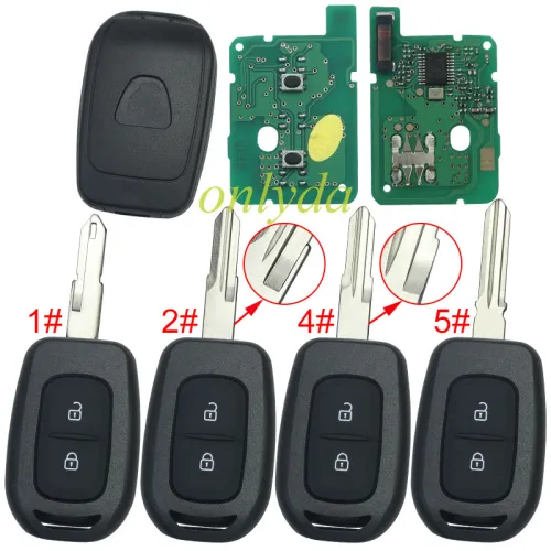 For Renault 2 button remote key with PCF7961M(HITAG AES) chip，434mhz  FSK ，please choose the blade
