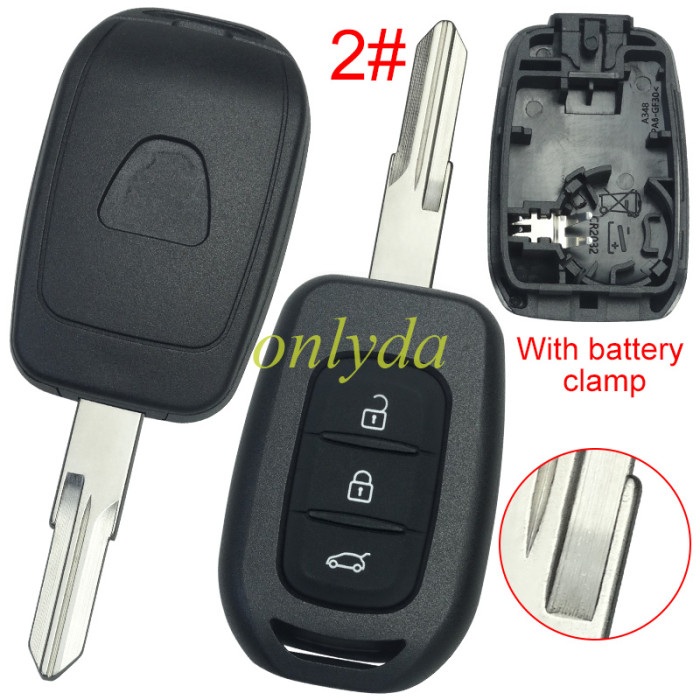 For Renault  Dacia 3 button remote key blank with logo with battery clamp , pls choose model.