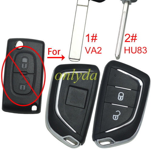 For Peugeot modified key shell 2 button , with badge place, With battery holder, pls choose blade