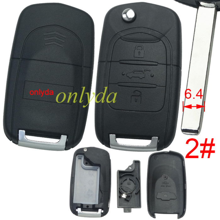 For Chevrolet 3 button remote key shell with cross badge, pls choose the blade