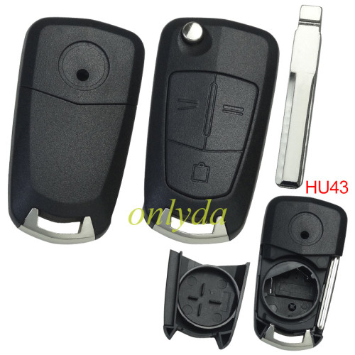 For Opel 3 button remote key shell with round badge place, blade HU43