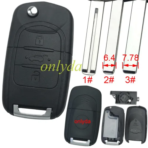 For MG 3 remote key shell with badge place, pls choose the blade