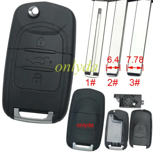 For Chevrolet 3 button remote key shell with cross badge, pls choose the blade