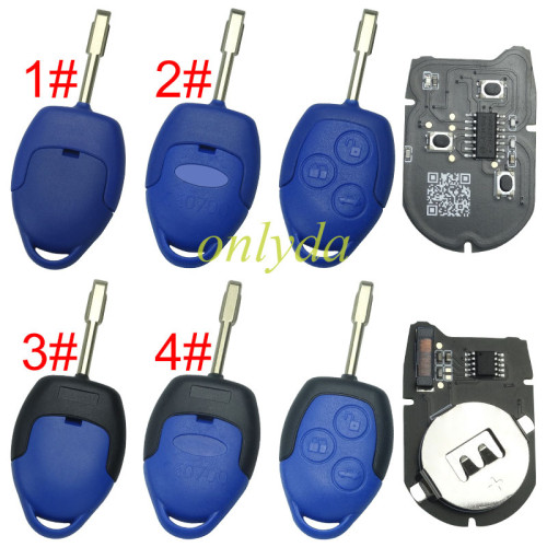 For Ford Transit blue remote key new version Black PCB with 434mhz with 4D63 chip FCCID:6CIT15K601 AG AG， without badge
