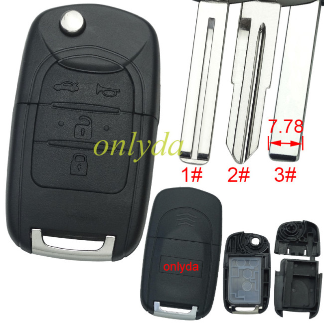 For Chevrolet 4 button remote key shell with cross badge, pls choose the blade