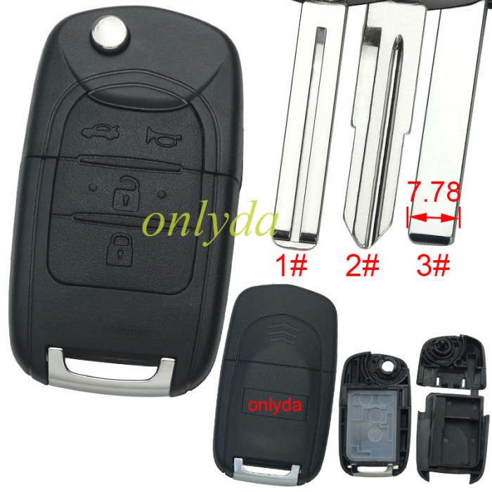 For Chevrolet 4 button remote key shell with cross badge, pls choose the blade