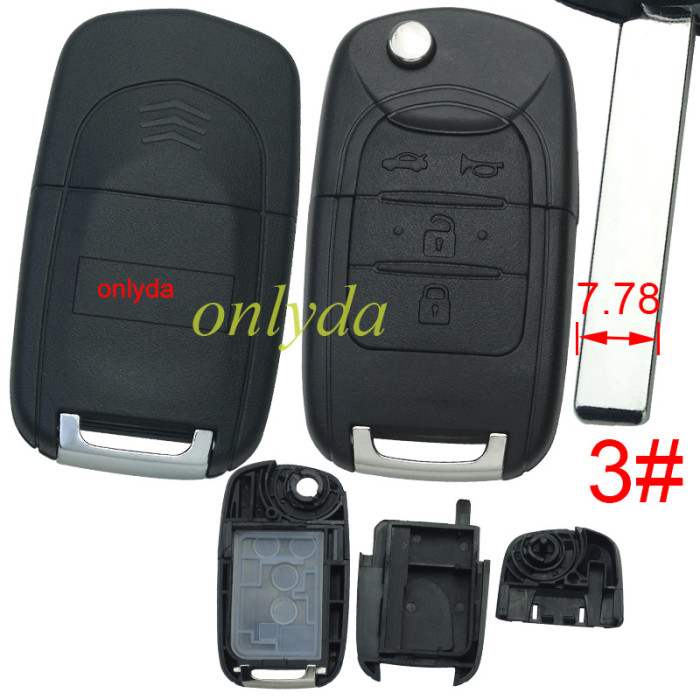 For Chevrolet 4 button remote key shell with cross badge, pls choose the blade