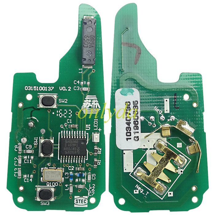 Original Roewe/ MG ZS  no smart with 47 chip  with 434mhz , Original PCB +Aftermarket shell