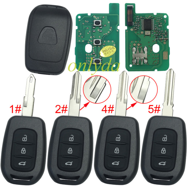 For Renault Dacia 3 button remote key with PCF7961M(HITAG AES) 4A chip,434mhz FSK , blade VA2 please choose the button