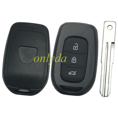 For Renault  Dacia 3 button remote key blank with badge with battery clamp