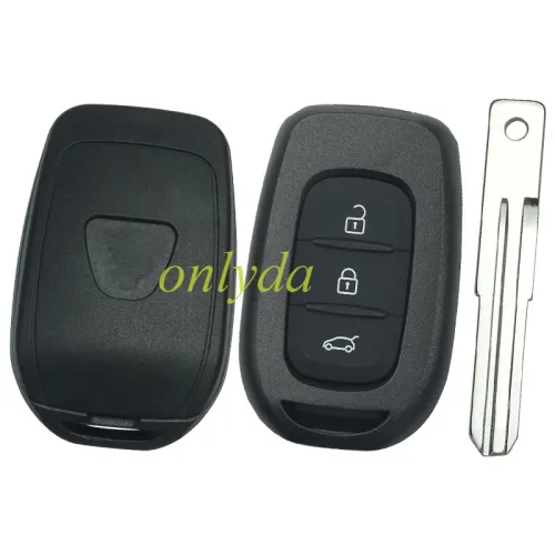 For Renault  Dacia 3 button remote key blank with badge with battery clamp