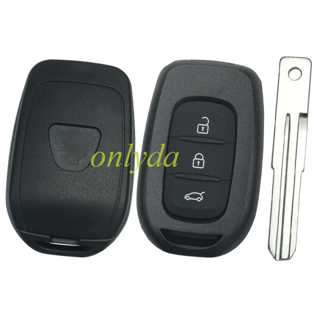 For Renault  Dacia 3 button remote key blank with badge with battery clamp