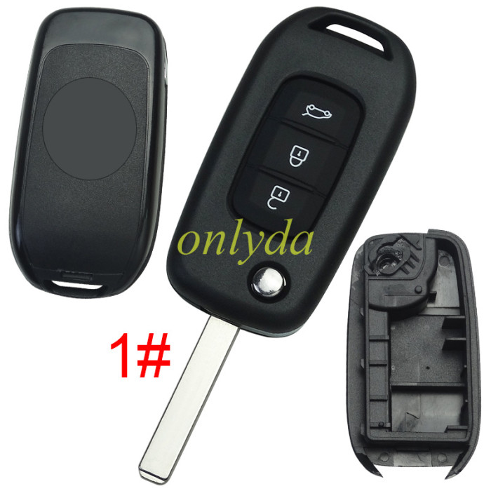 For Renault 3 button flip remote key blank, with badge