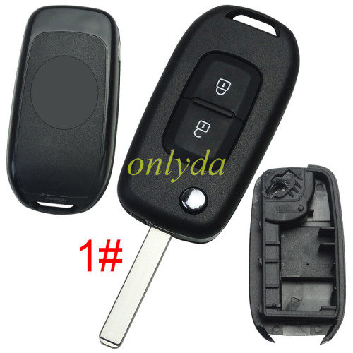 For Renault 2 button flip remote key blank, with badge