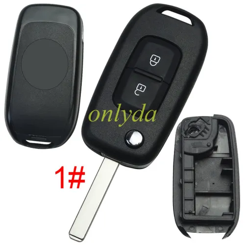 For Renault 2 button flip remote key blank, with badge