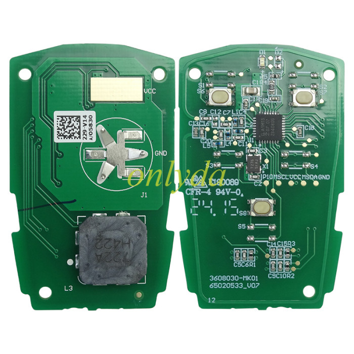 Genuine  Qiyuan A05 2023+  Smart Key, 3 Buttons  3608030-MK03-AA 433MHz-4A-FSK OEM remote key chip ：HITAG 128-bits AES ID4A NCF29A1M