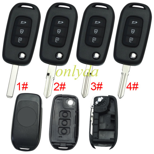 For Renault 3 button flip remote key blank, with badge