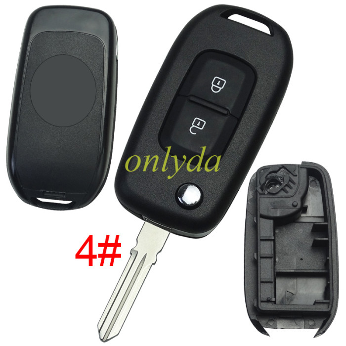 For Renault 2 button flip remote key blank, with badge