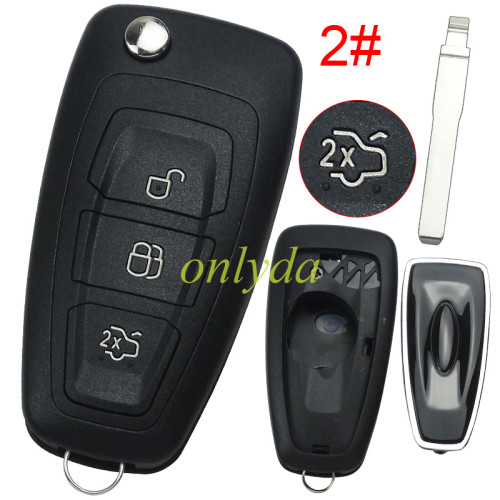 free shipping 10pcs/lot for Ford Focus  3 button  remote key shell with T type blade