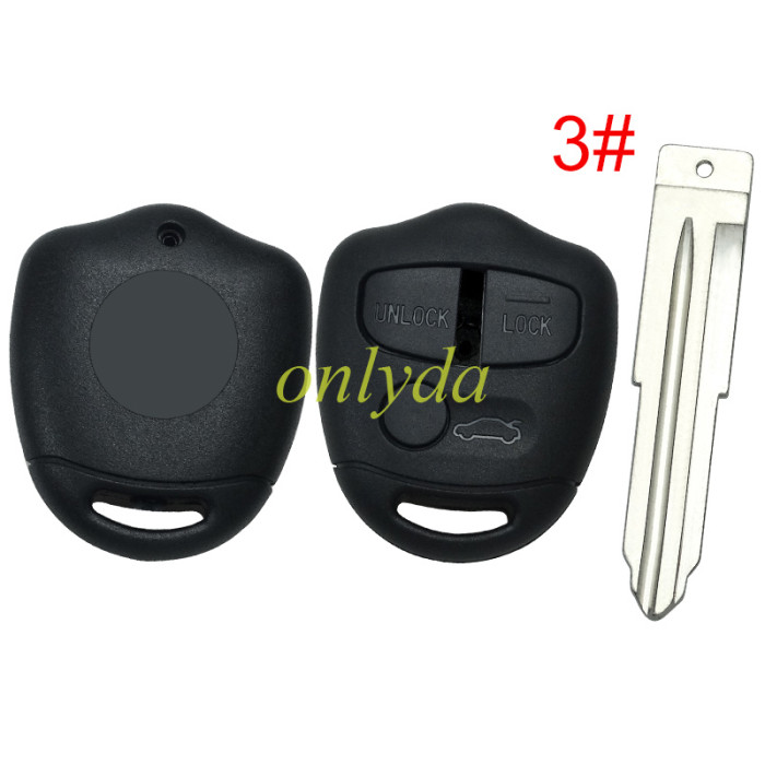 For Mitsubish 3 button remote key blank , with bagde , pls choose blade