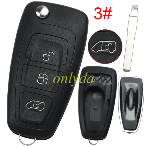 free shipping 10pcs/lot for Ford focus flip 3 button remote key blank