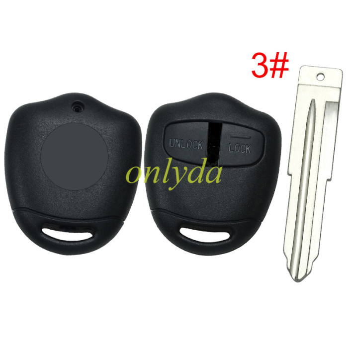 For Mitsubish 2 button remote key blank， with badge  ,pls choose blade