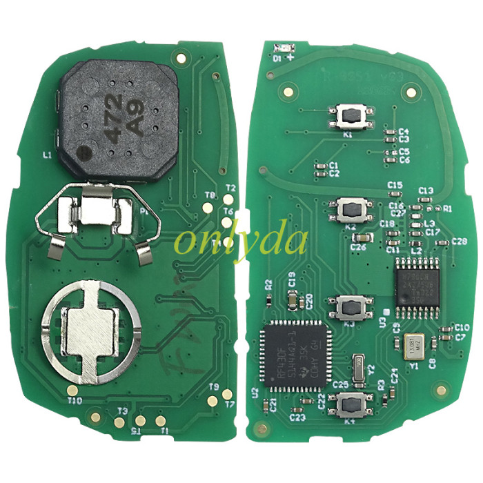 2016-2018 Hyundai Elantra 95440-F2000 smart proximity key  Hyundai Part Number: 95440-F2000 (95440F2000) FCC ID: CQOFD001201 IC: 1551E-FD00120 Frequency: 433MHz