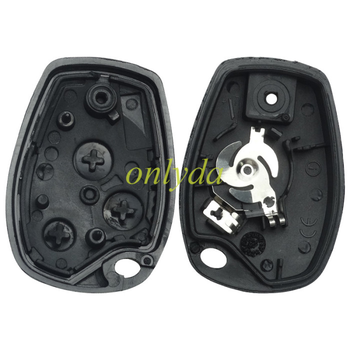 free shipping 10pcs/lot for  Renault 3 button  key blank with stainless steel battery clamp, without badge , without blade ,only shell