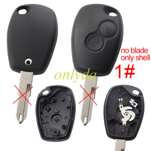 free shipping 10pcs/lot for  Renault 2 button  key blank with stainless steel battery clamp, without badge , without blade ,only shell