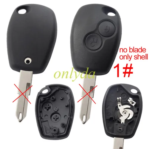 free shipping 10pcs/lot for  Renault 2 button  key blank with stainless steel battery clamp, without badge , without blade ,only shell