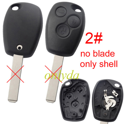 free shipping 10pcs/lot for  Renault 3 button  key blank with stainless steel battery clamp, without badge , without blade ,only shell