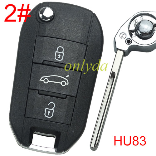 free shipping 10pcs/lot for  Peugeot remote key shell without  badge, blade HU83