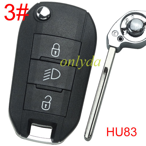 free shipping 10pcs/lot for Peugeot remote key shell without  badge, blade HU83