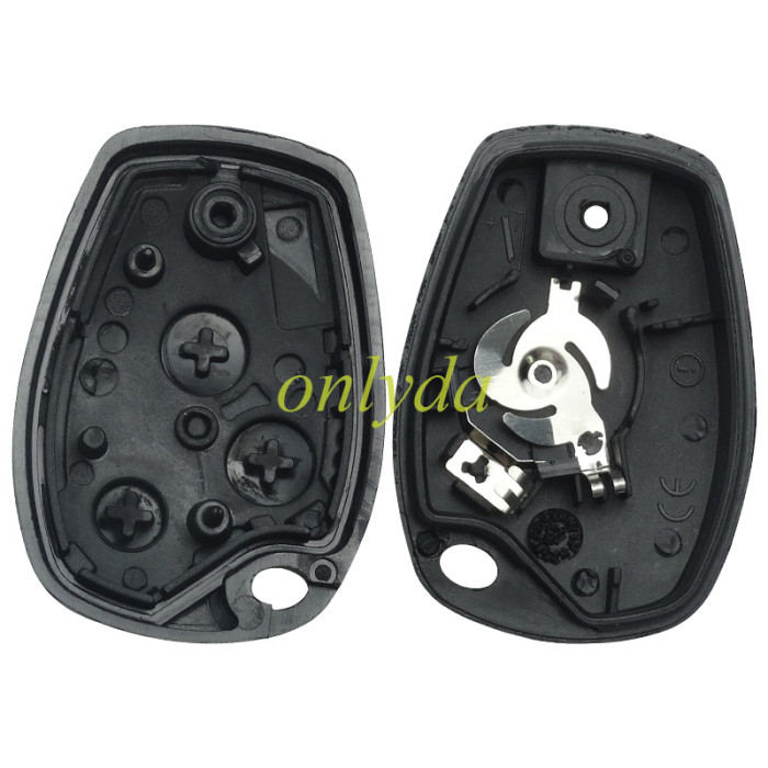free shipping 10pcs/lot for  Renault 2 button  key blank with stainless steel battery clamp, without badge , without blade ,only shell