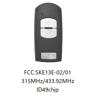 For Mazda 2+1 button remote key with 434mhz/315mhz   with HITAG Pro 49 chip for CX-3 CX-4 Axela Atenza model:SKE13E-01 or SKE13E-02