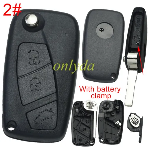 free shipping 10pcs/lot for Fiat  3 button remote key blank with battery clamp with bagde place