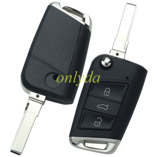 free shipping 10pcs/lot for VW 3 button flip remote key blank with HU66 blade