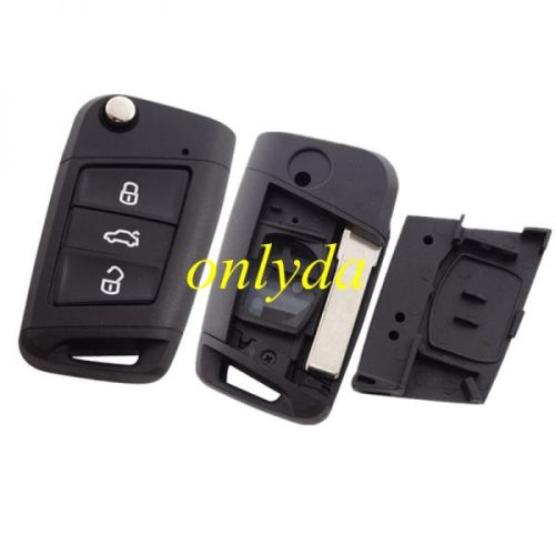 free shipping 10pcs/lot for VW 3 button flip remote key blank with HU66 blade