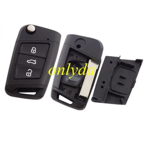 free shipping 10pcs/lot for VW 3 button flip remote key blank with HU66 blade