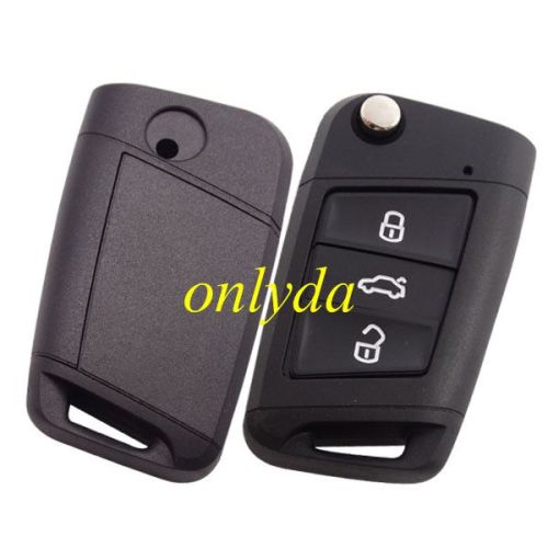 free shipping 10pcs/lot for VW 3 button flip remote key blank with HU66 blade