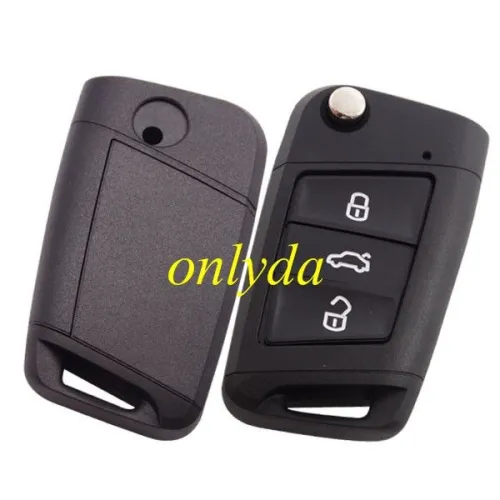 free shipping 10pcs/lot for VW 3 button flip remote key blank with HU66 blade